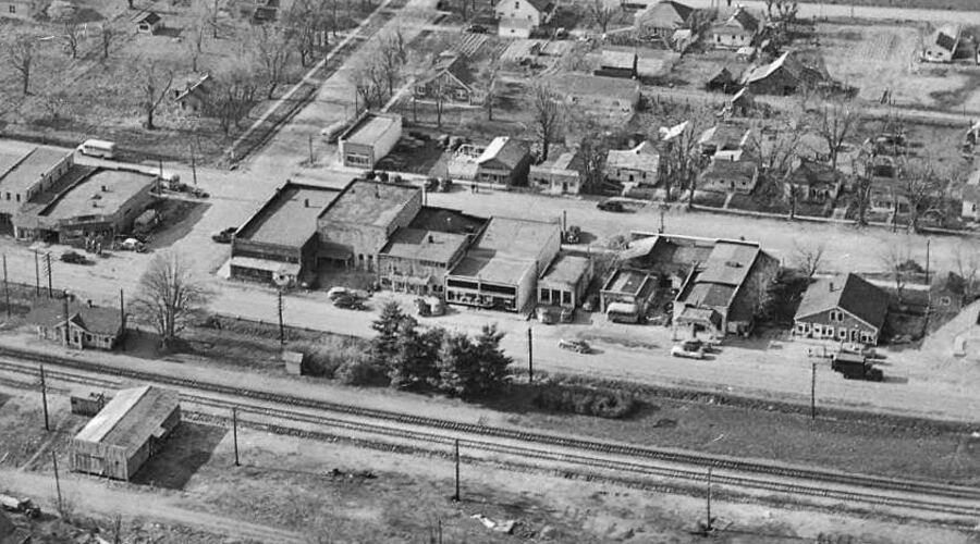 Historic aerial view of Strafford, Missouri